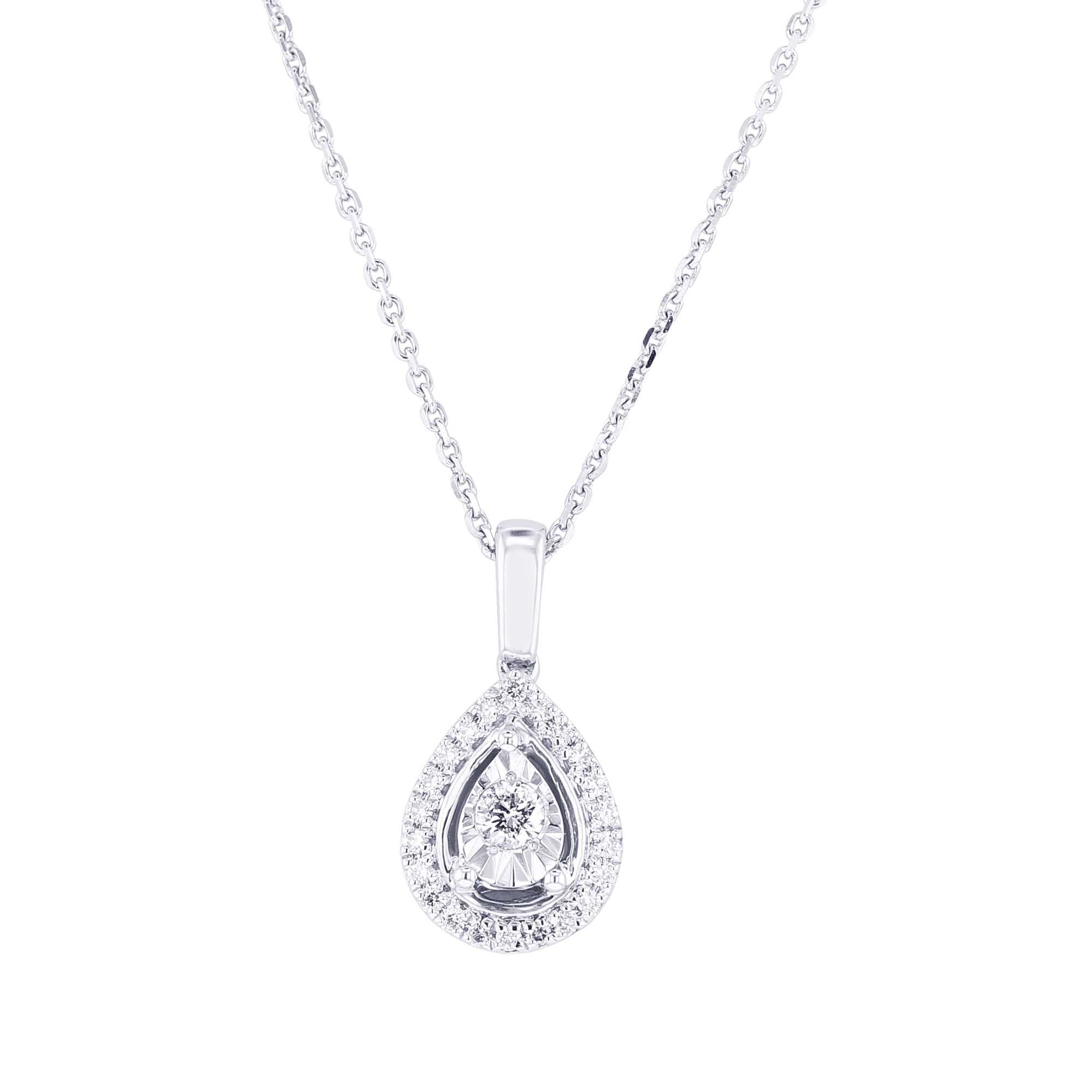 Silver Mirage Pear Diamond Pendant