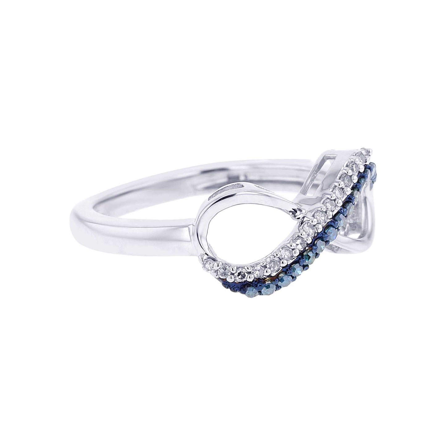 Silver Legacy Infinity Sky Blue & White Diamond Ring