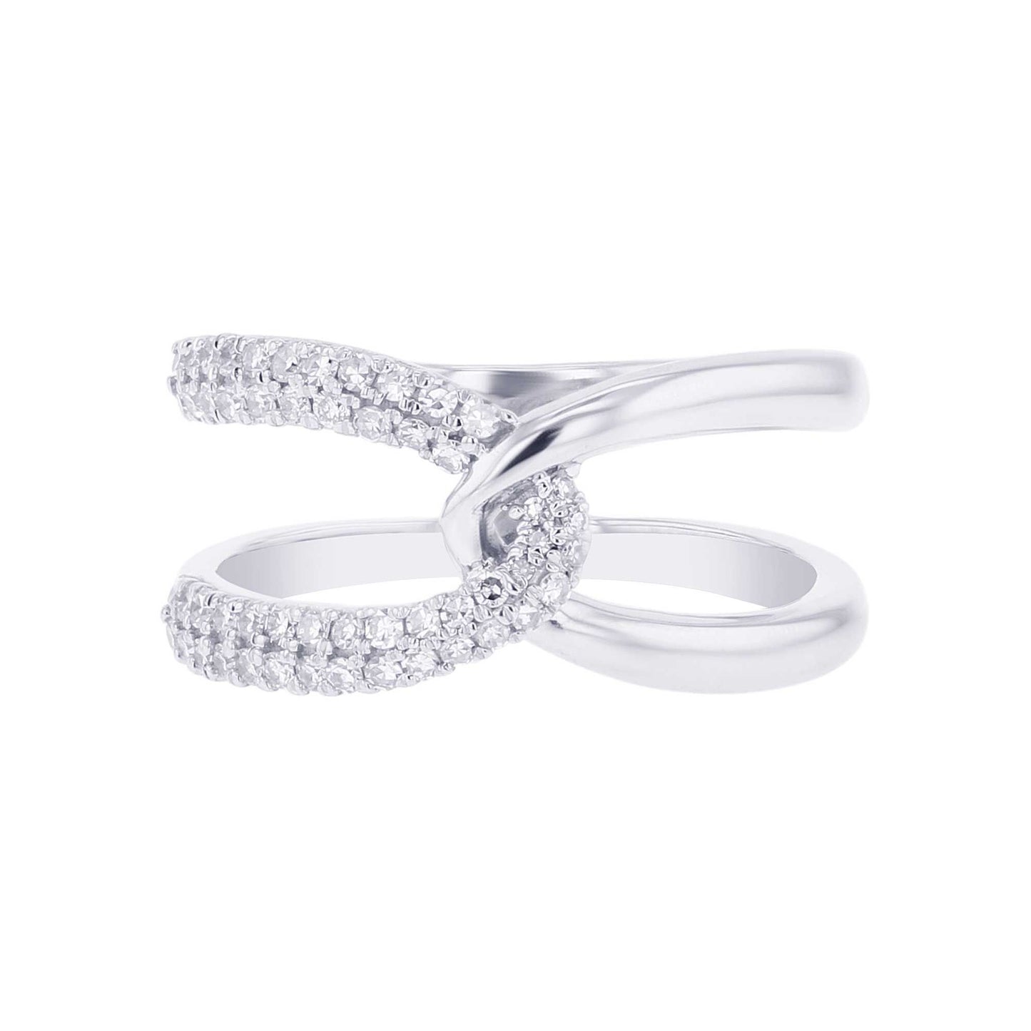 Silver Interlacing Diamond Ring
