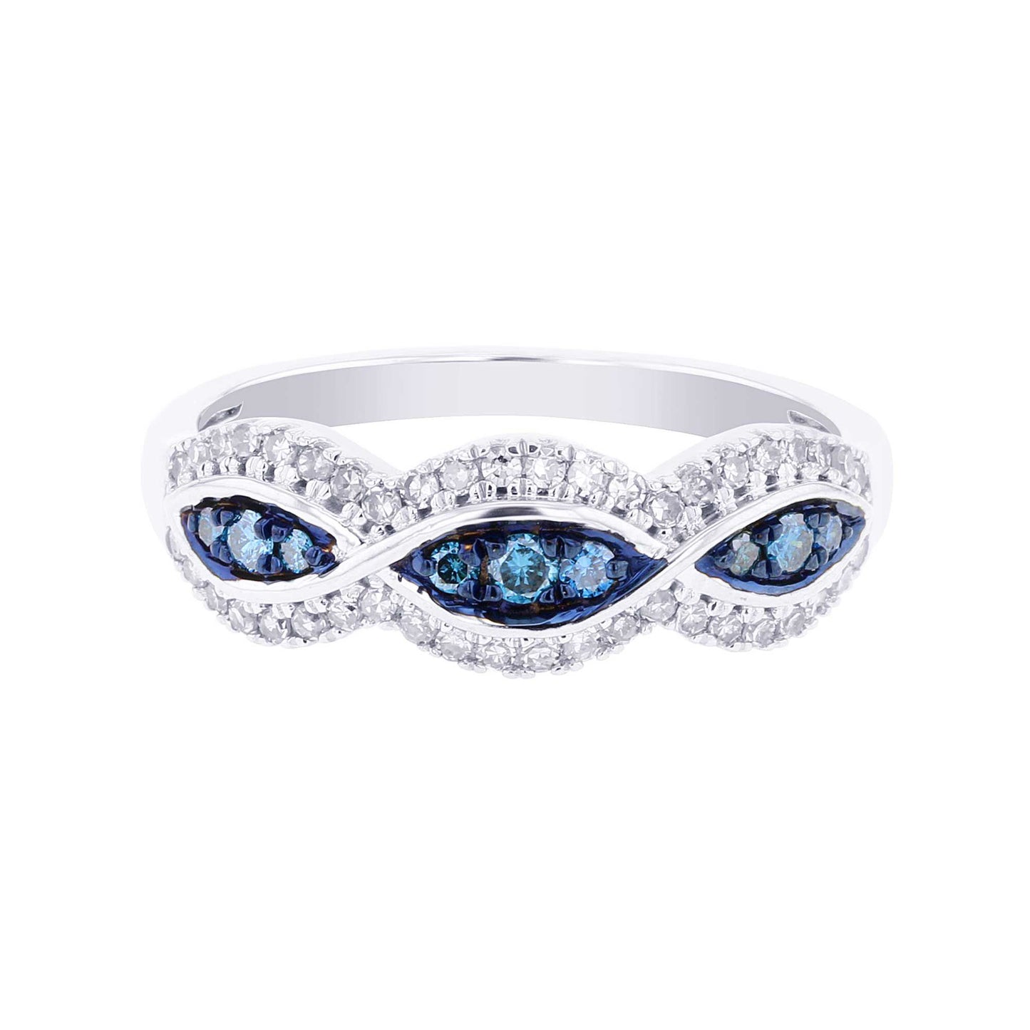 Silver Sky Blue & White Eyelet Diamond Ring