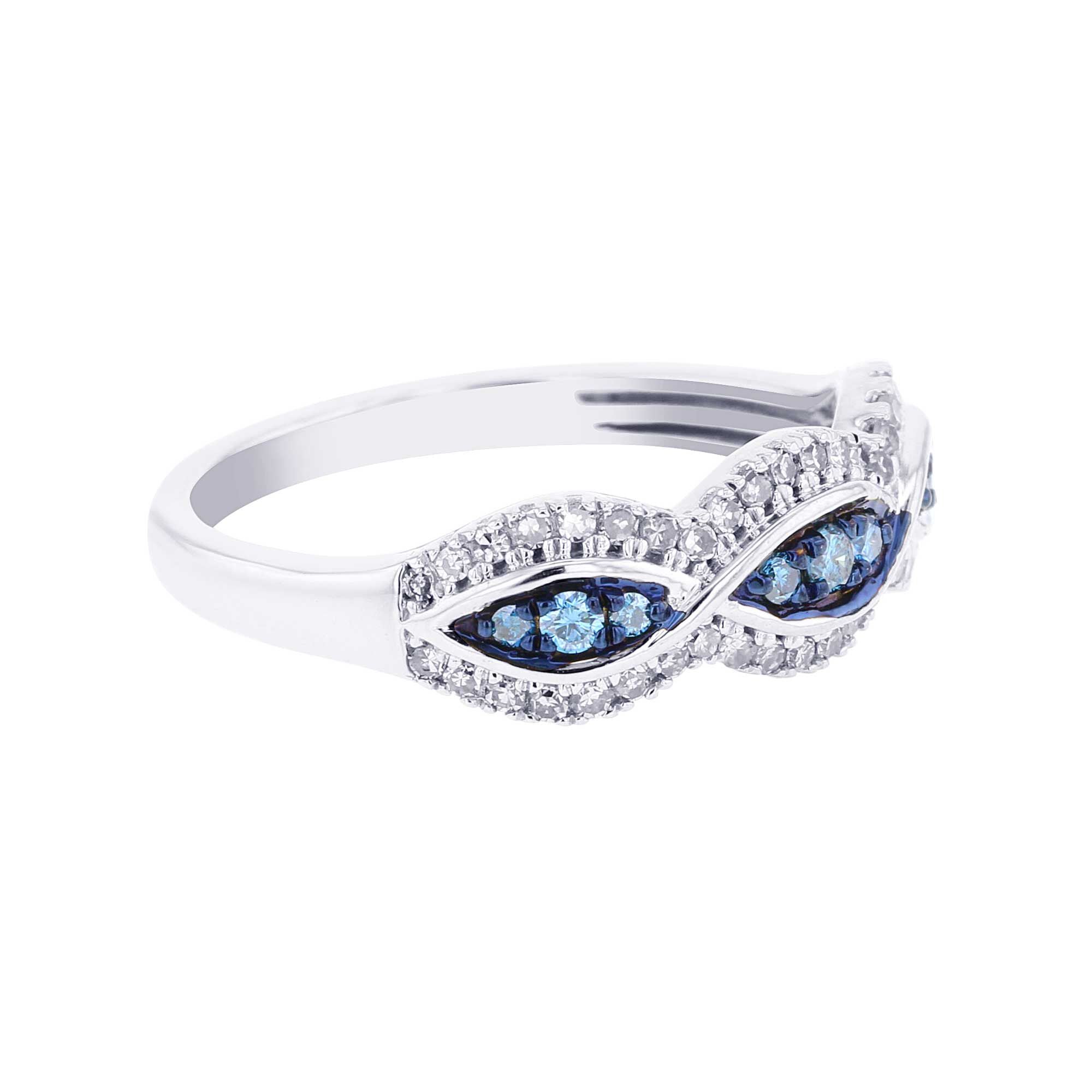 Silver Sky Blue & White Eyelet Diamond Ring