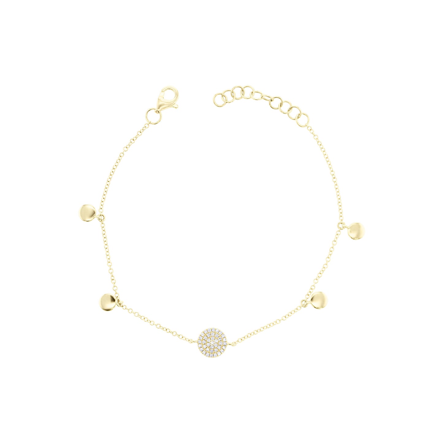 Alora Circle and Pave Diamond Dangle Bracelet