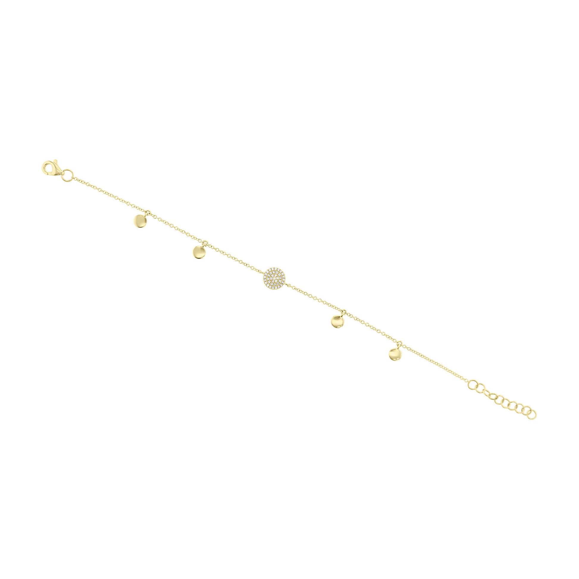 Alora Circle and Pave Diamond Dangle Bracelet