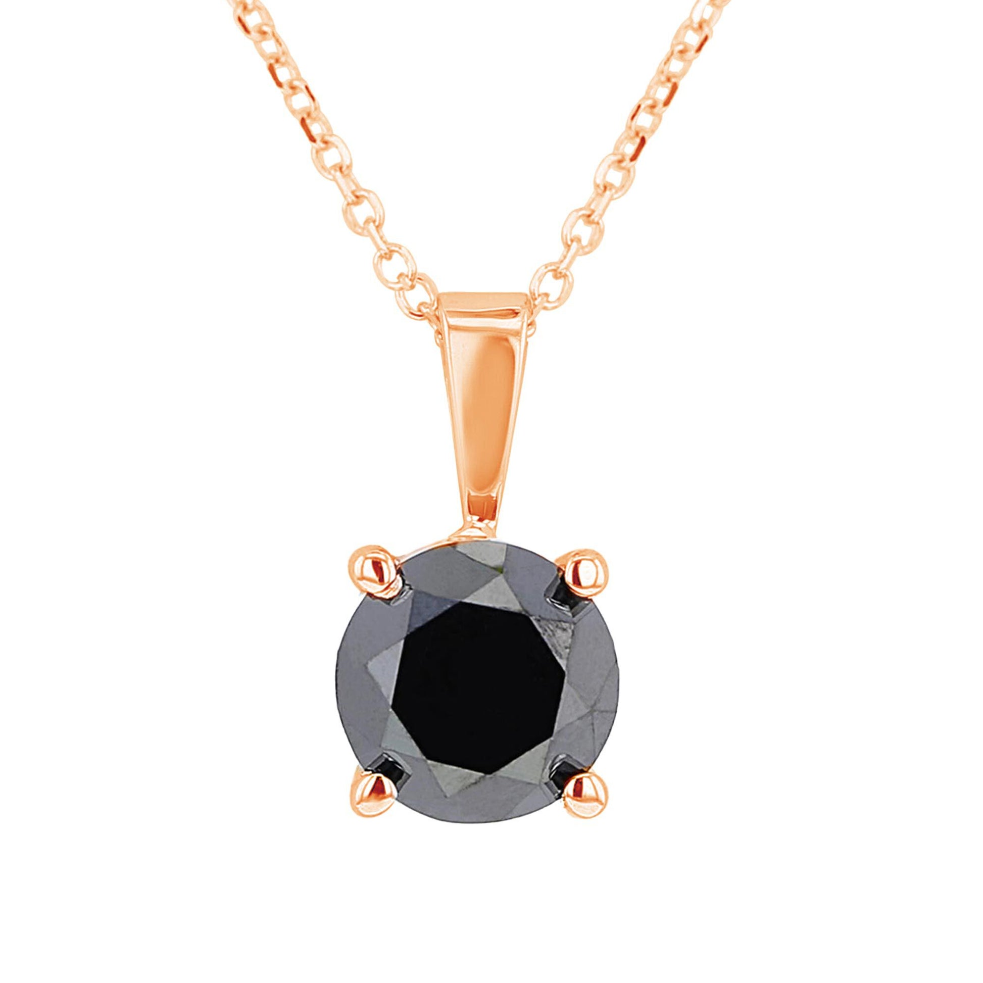 Black Diamond Solitaire Necklace 1ct