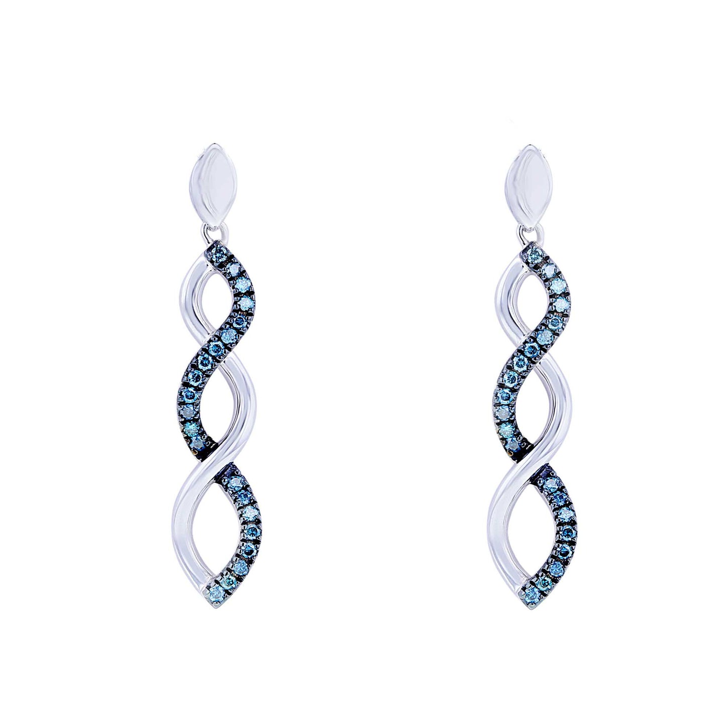 Silver Infinity Blue Diamond Earrings