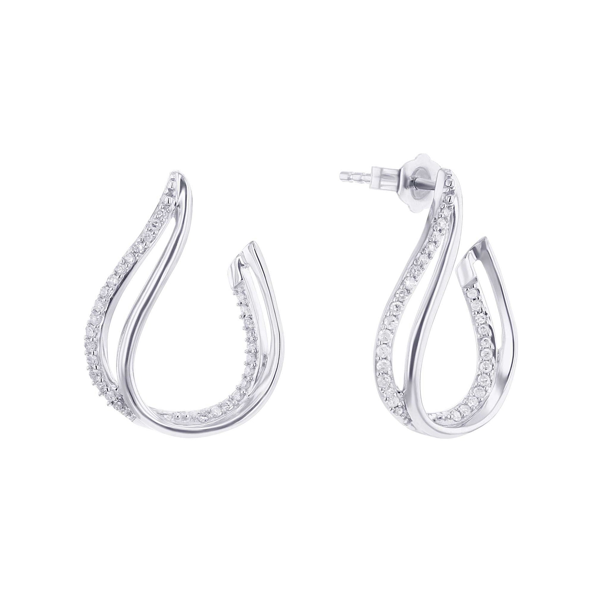 Silver Swirl Diamond Earrings