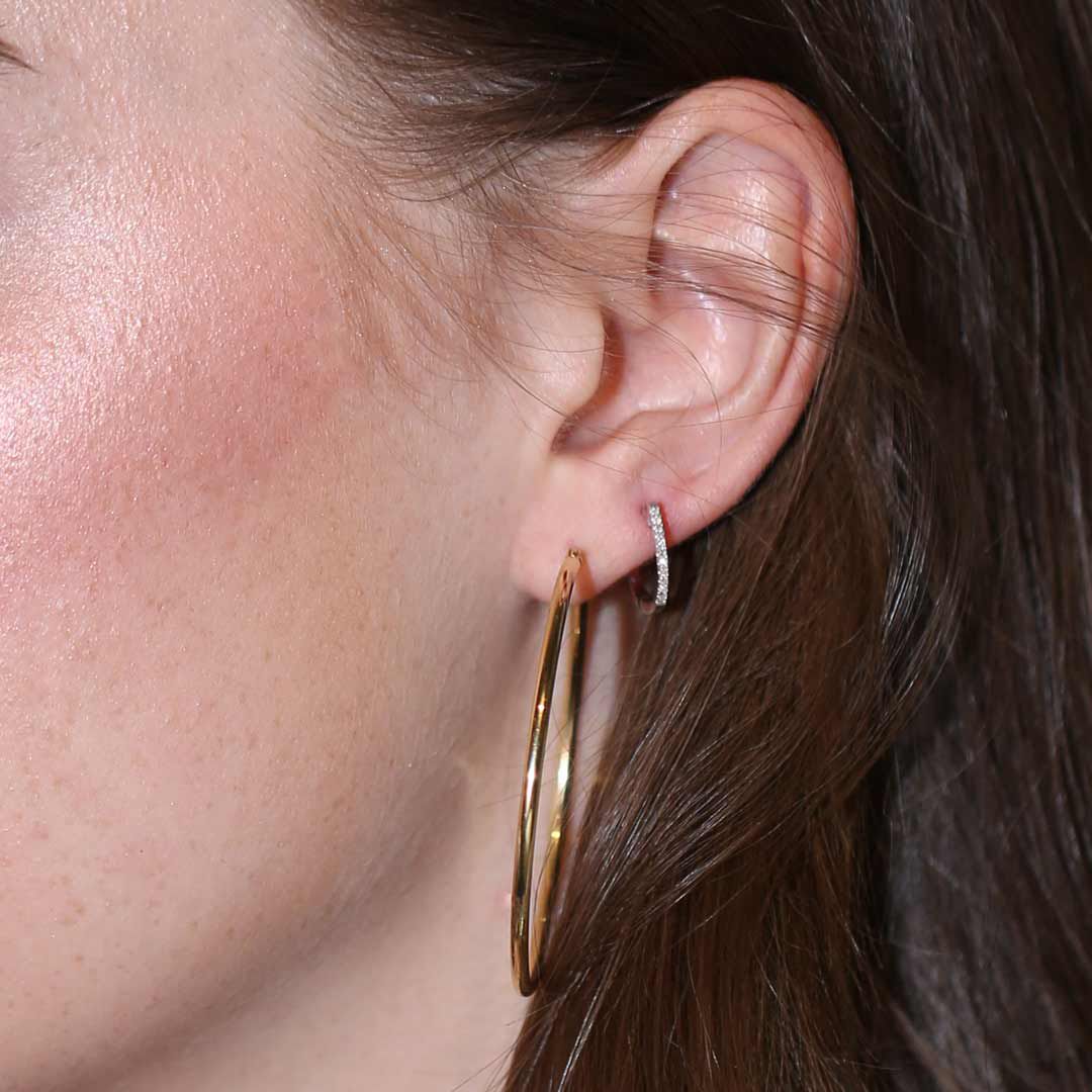 Classic Pave Diamond Huggie Hoop Earrings