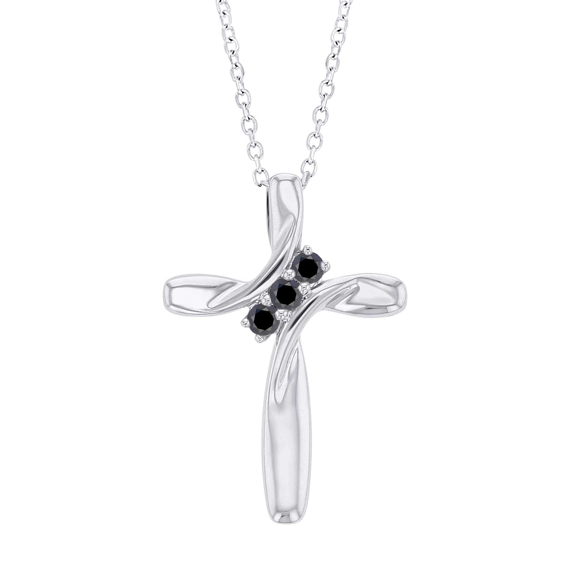 Silver Trinity Black Diamond Necklace