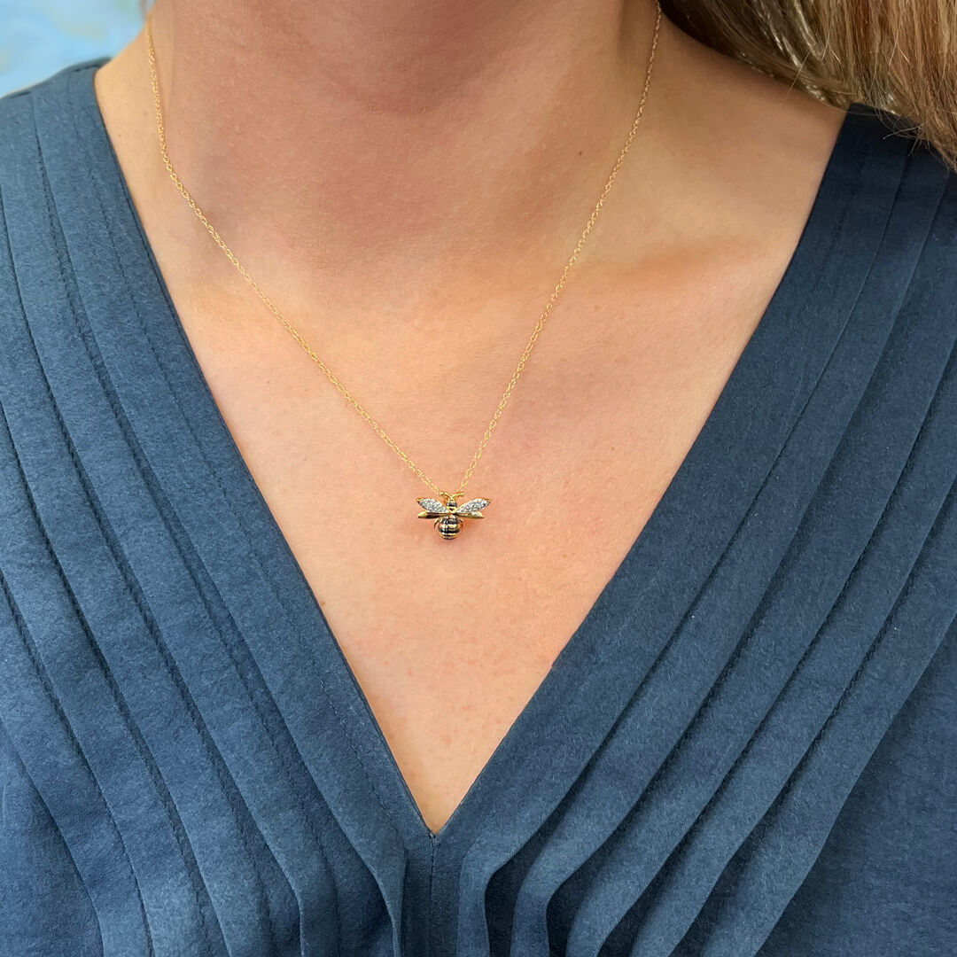 Amazon.com: Ross-Simons 0.10 ct. t.w. Diamond Bumblebee Necklace in 14kt  Gold Over Sterling. 18 inches: Clothing, Shoes & Jewelry