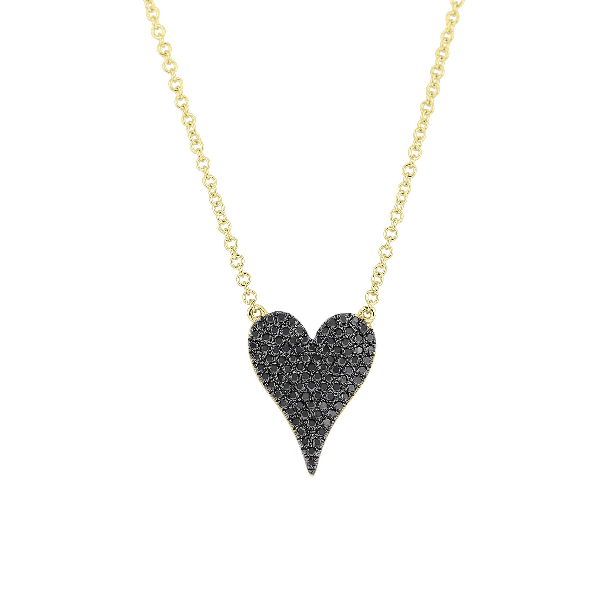 Effortless Elongated Heart Black Diamond Necklace