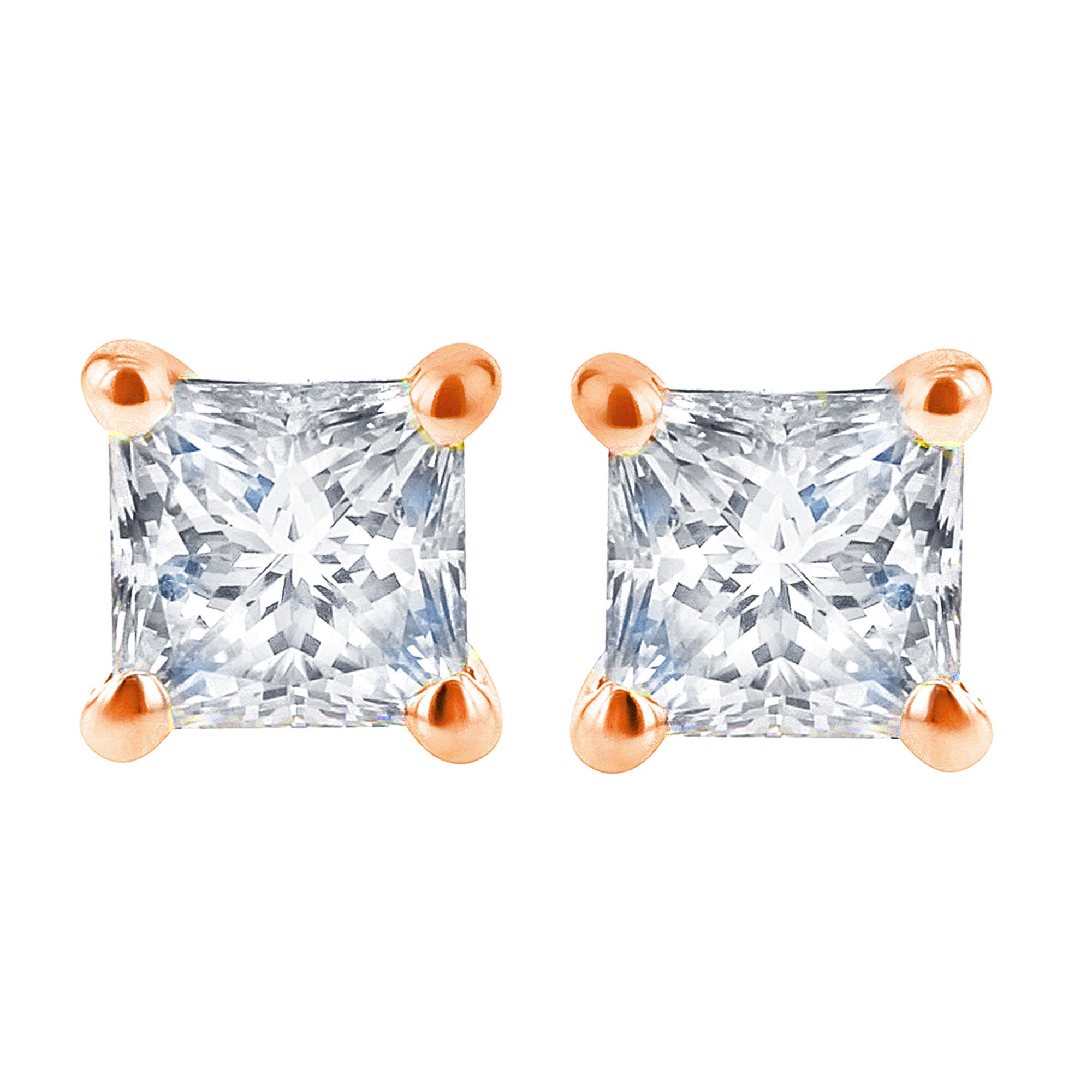 Yellow Gold Princess Cut Diamond Bezel Studs - Midas Jewellery