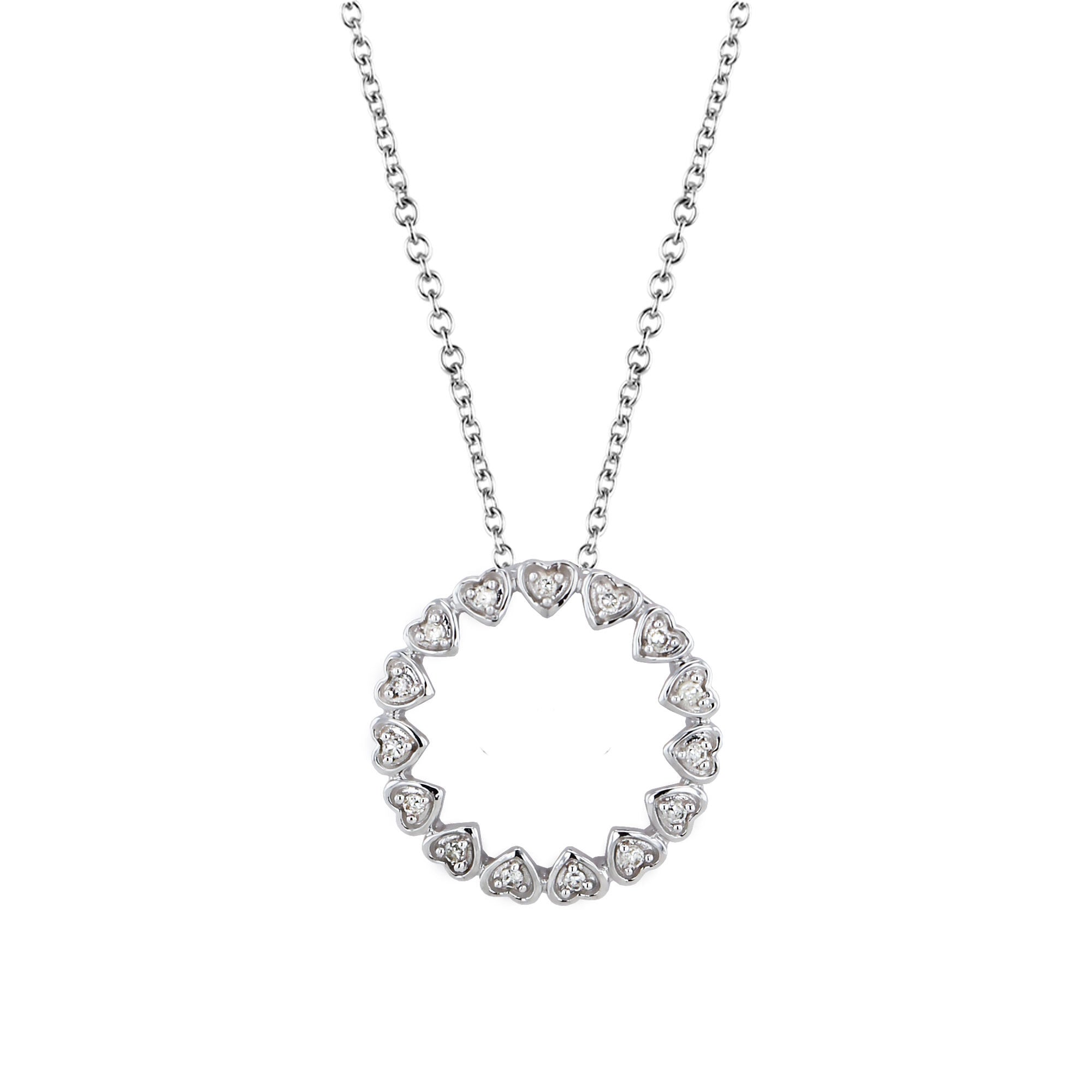 Silver circle diamond necklace deals