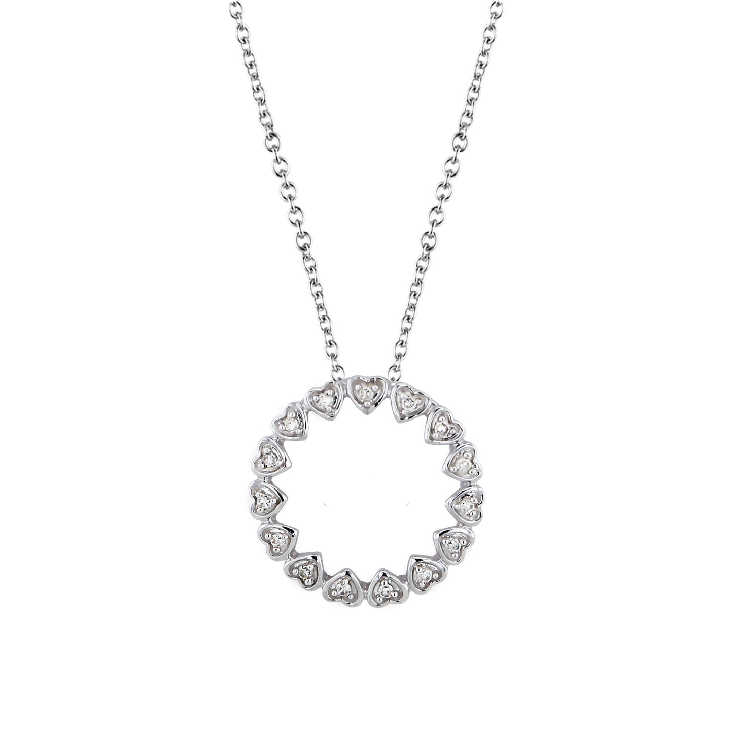 Silver Ring of Hearts Diamond Necklace