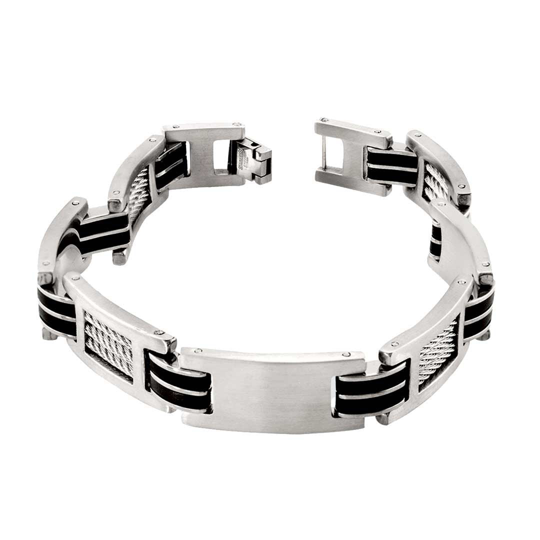 Stelvio Stainless Steel Striped Cable Bracelet