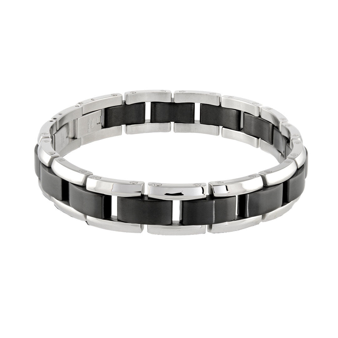 Hilo Black Ion Plated Stainless Steel Link Bracelet