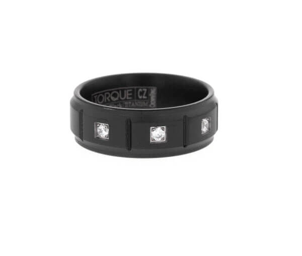 Black Block Titanium Diamond Wedding Ring