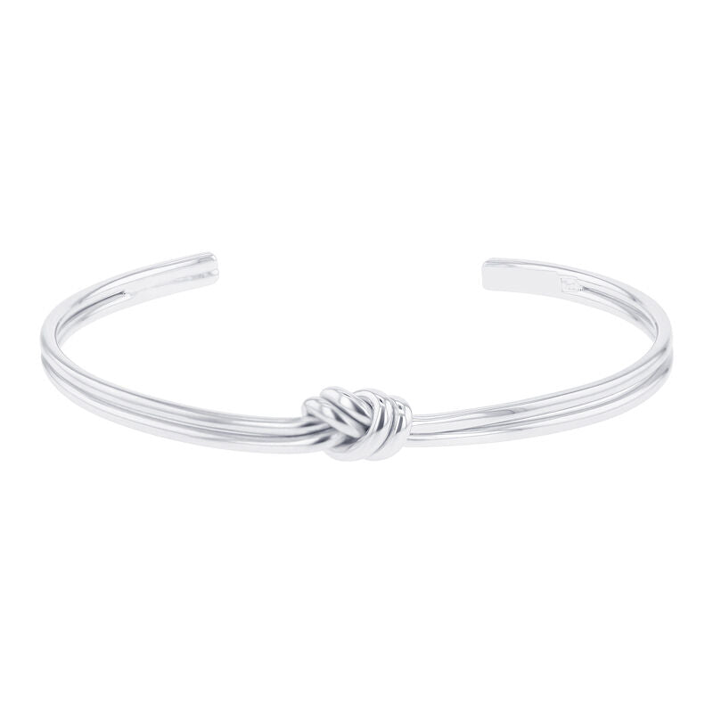 Silver Double Knot Bangle Bracelet