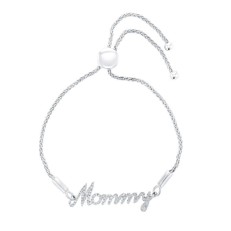 Silver Classic Mommy Diamond Bracelet