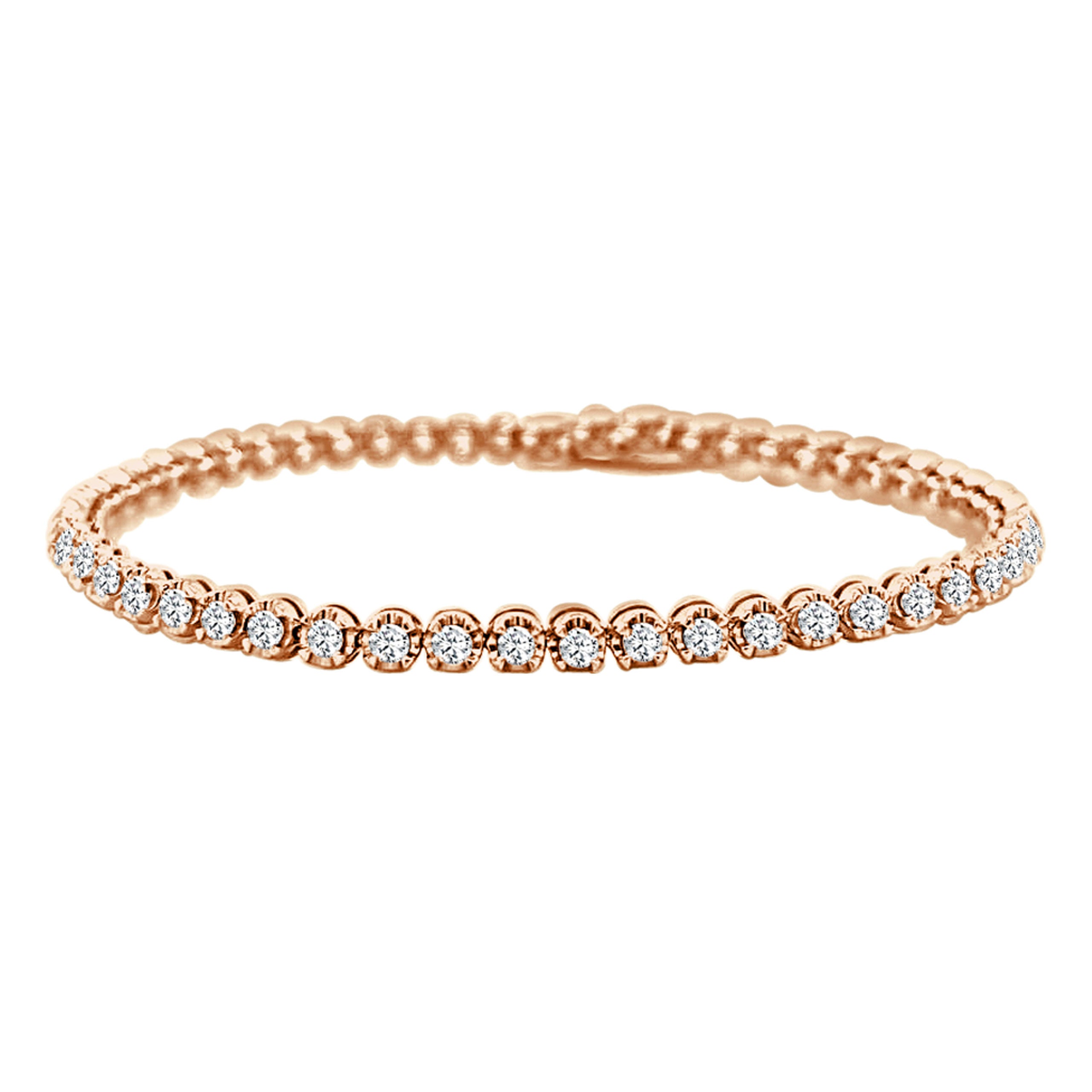 Solitaires Two Pointer 1 1/2 CT Real Diamond Tennis Bracelet Gold 2MM 7