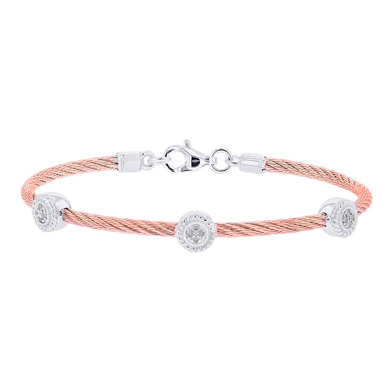 Triple Jenny Pink Cable Diamond Bangle Bracelet