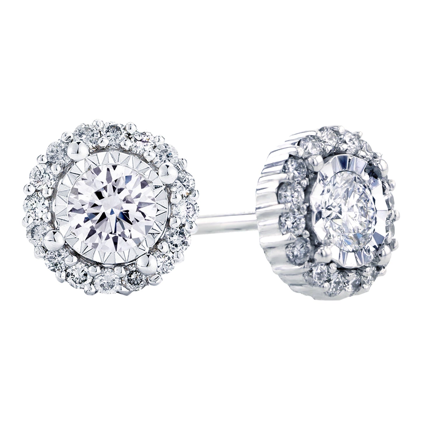 Mirage Halo Diamond Stud Earrings 1 1/4ct