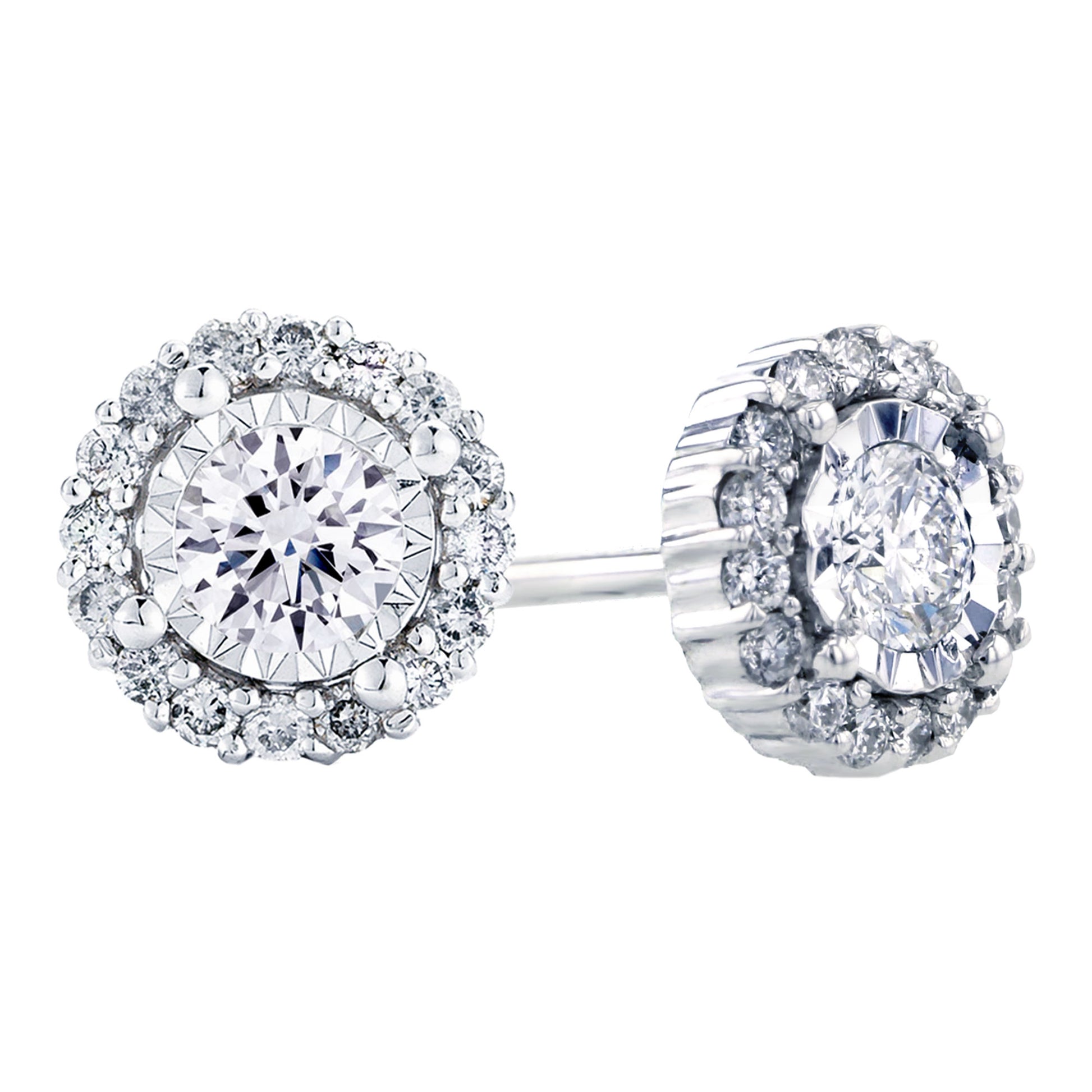 Mirage Halo Diamond Stud Earrings 1 1/4ct