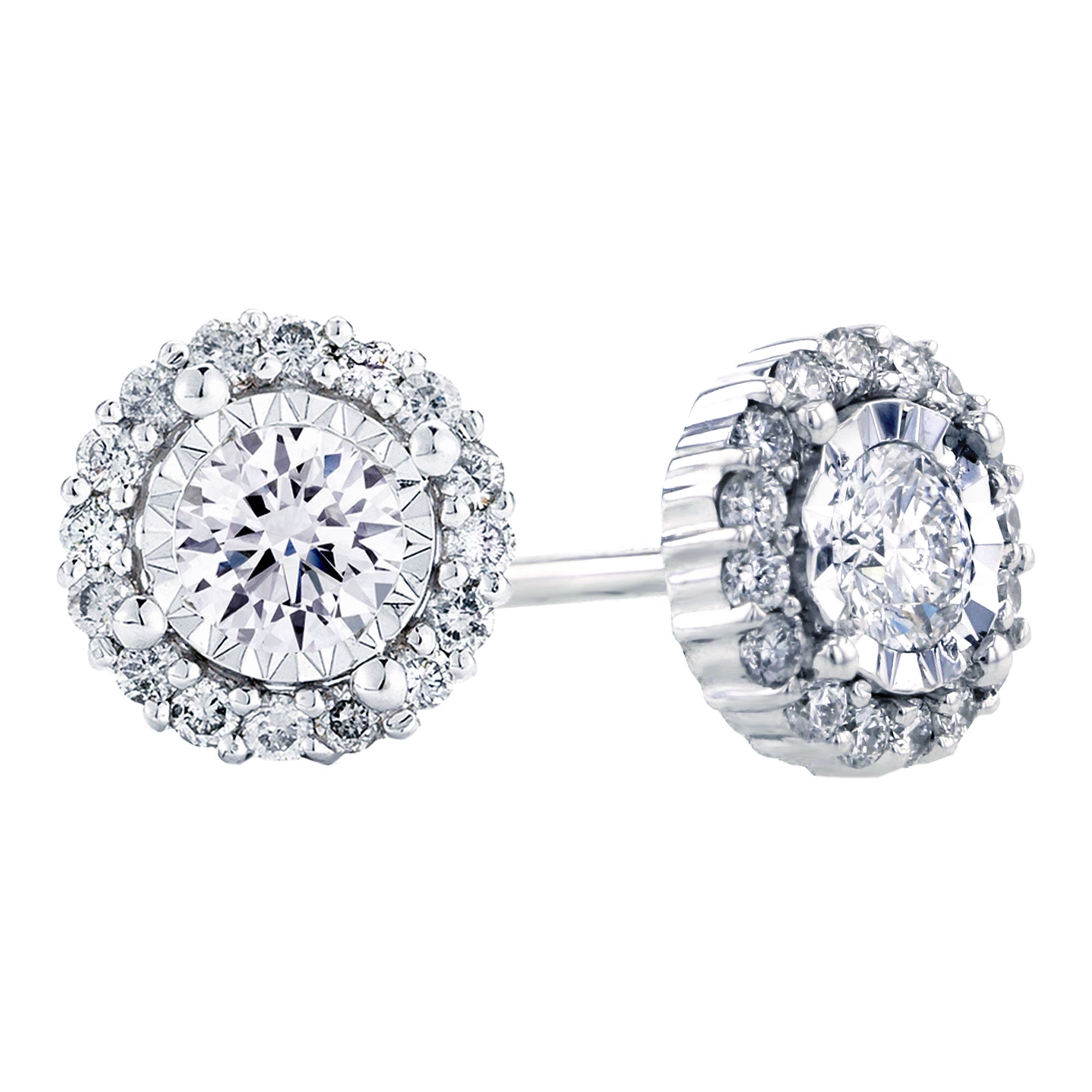 Mirage Halo Diamond Stud Earrings 1 1/4ct