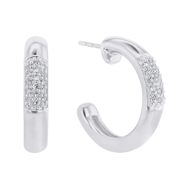 Silver Winsome Diamond Hoop Earrings