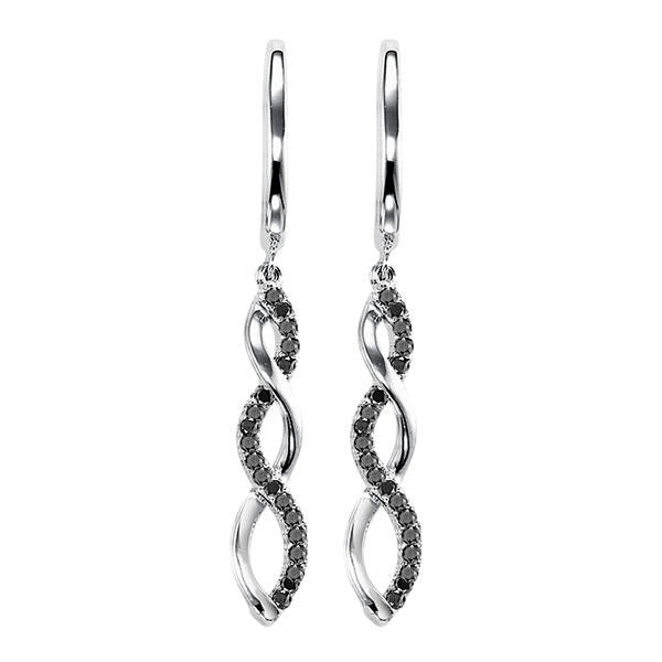 Silver Infinity Black Diamond Earrings