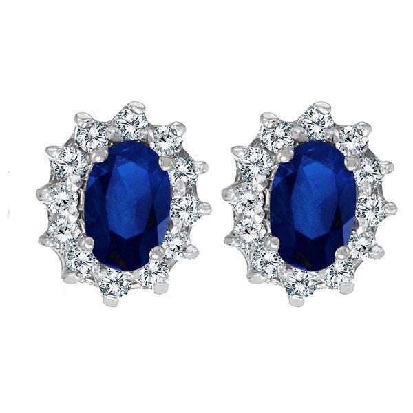 Princess Sapphire & Diamond Earrings