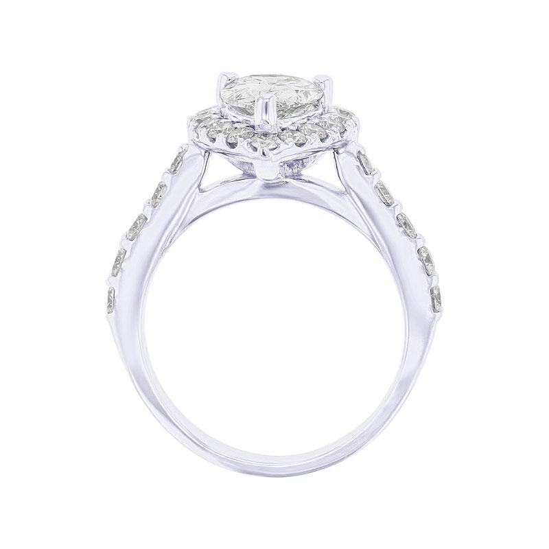 Classic Pear Halo Diamond Engagement Ring 2ct