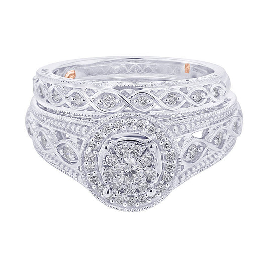 Regal Vintage Halo Ready for Love Diamond Bridal Set