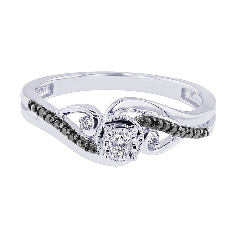 Majestic Mirage Swirl Ready for Love Black & White Diamond Engagement Ring
