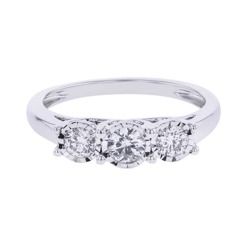 Classic Mirage Three Stone Ready For Love Diamond Engagement Ring 1/2 CT