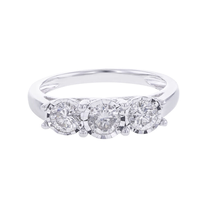 Classic Mirage Three Stone Ready For Love Diamond Engagement Ring 3/4CT