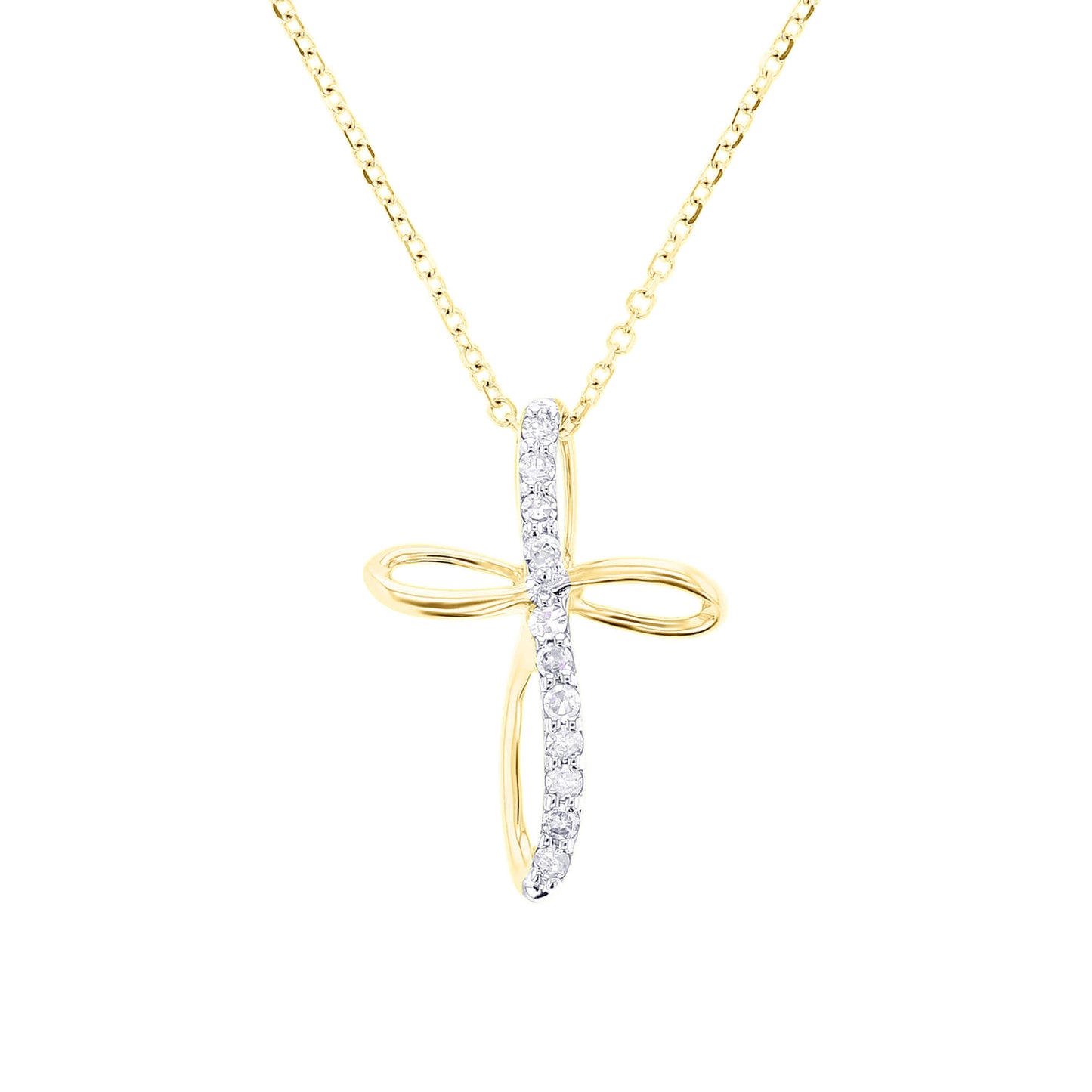 Ribbon Cross Diamond Necklace