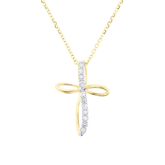 Ribbon Cross Diamond Necklace