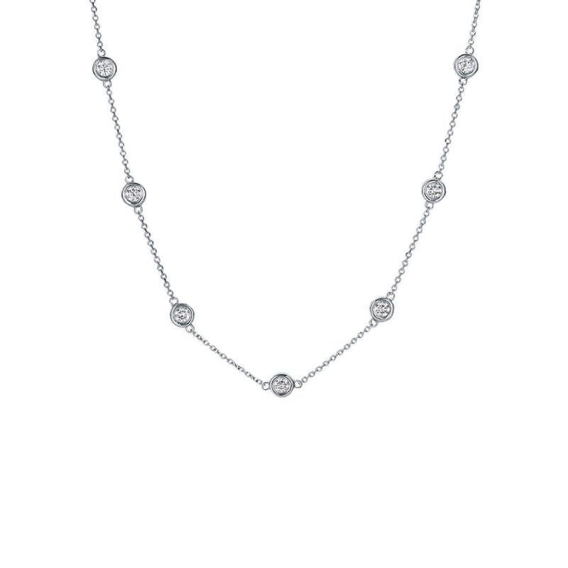 Classic Bezel Station Diamond Necklace 1/3ct
