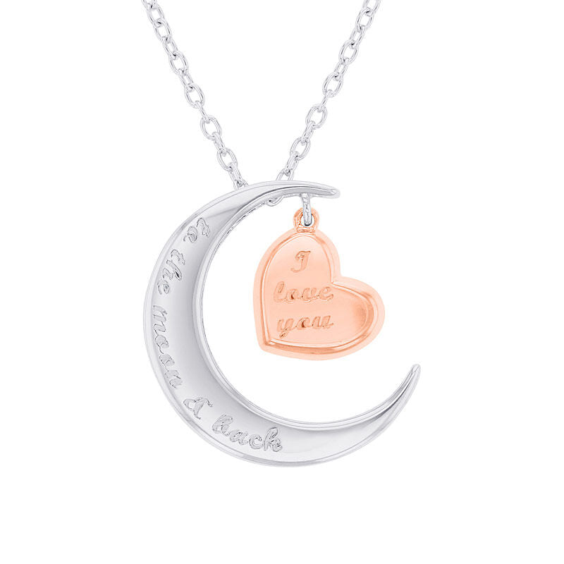 Silver Moon and Back Mom Diamond Necklace