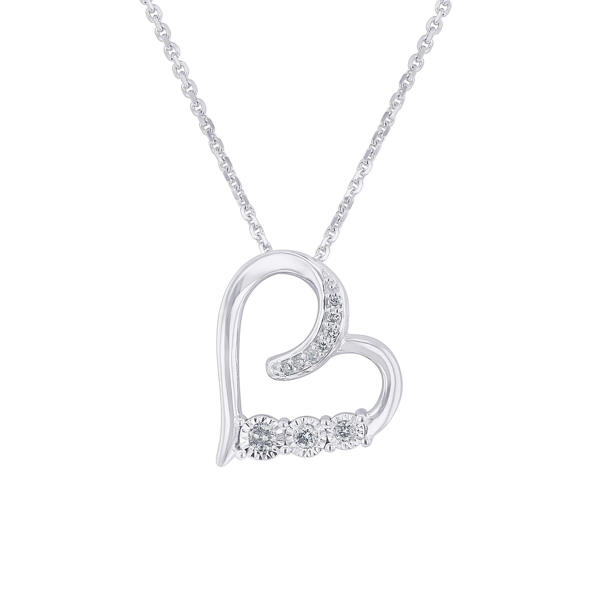 Silver Mirage Tilted Heart Diamond Necklace