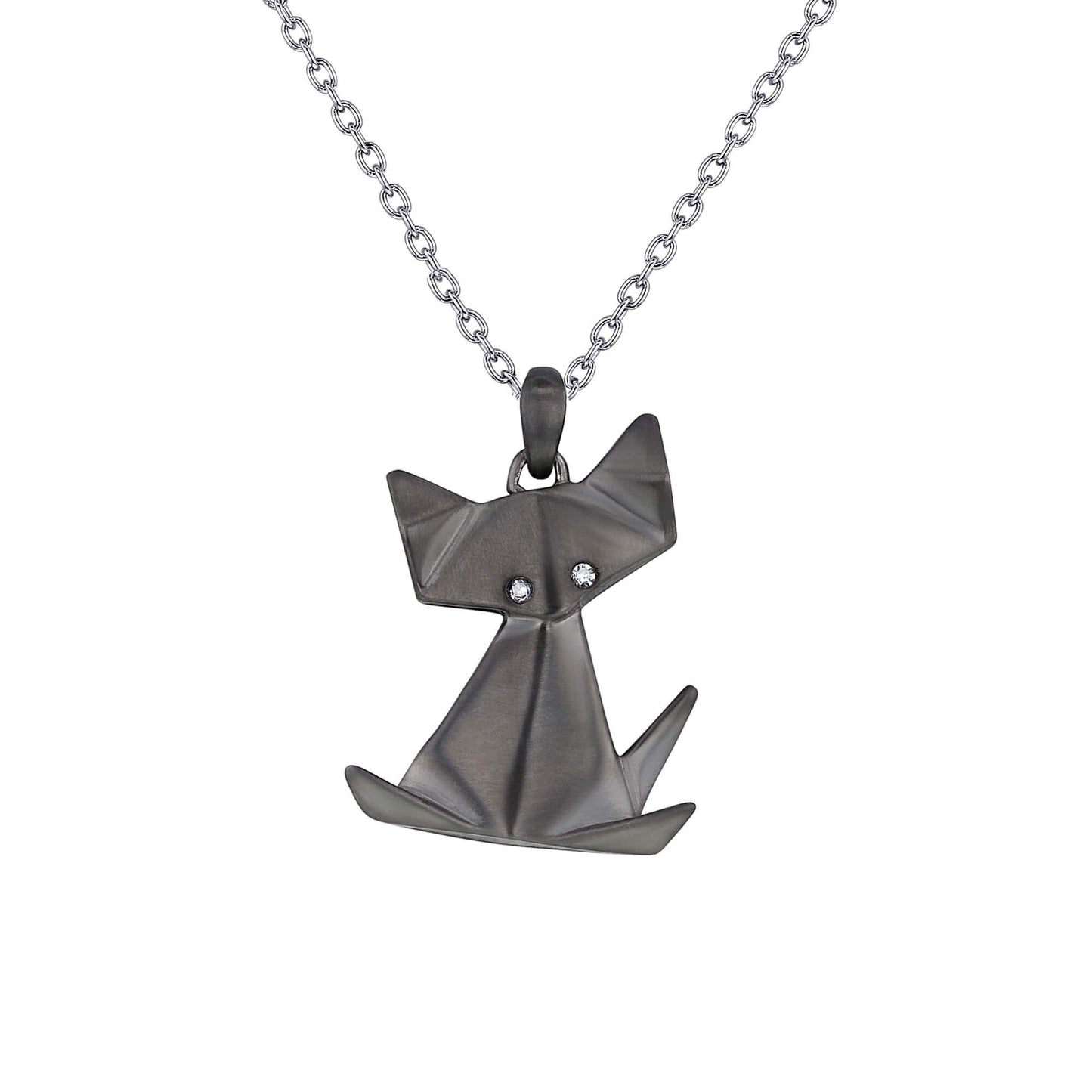 Origami Cat Diamond Necklace