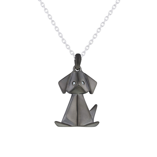Origami Dog Diamond Necklace