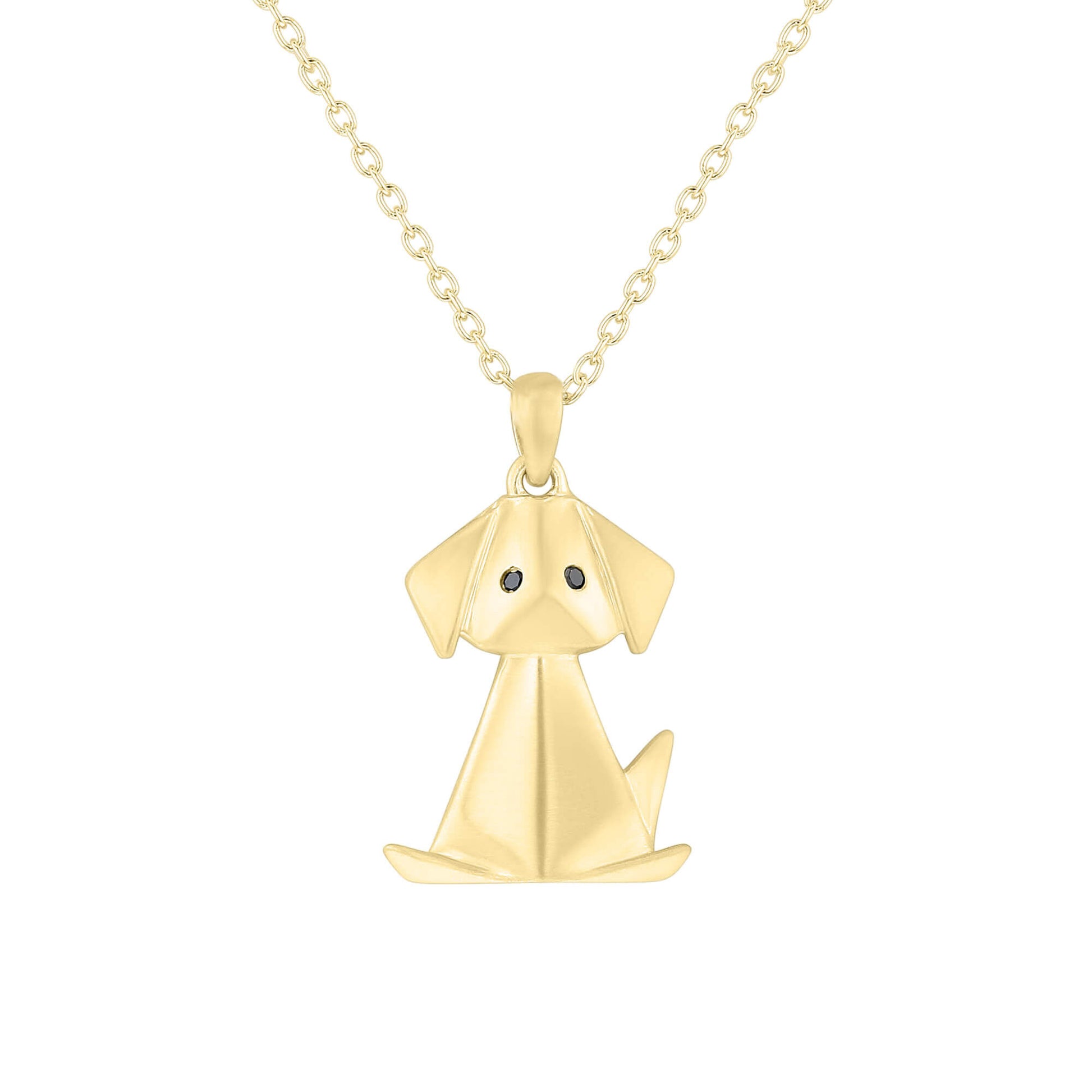 Origami Dog Diamond Necklace