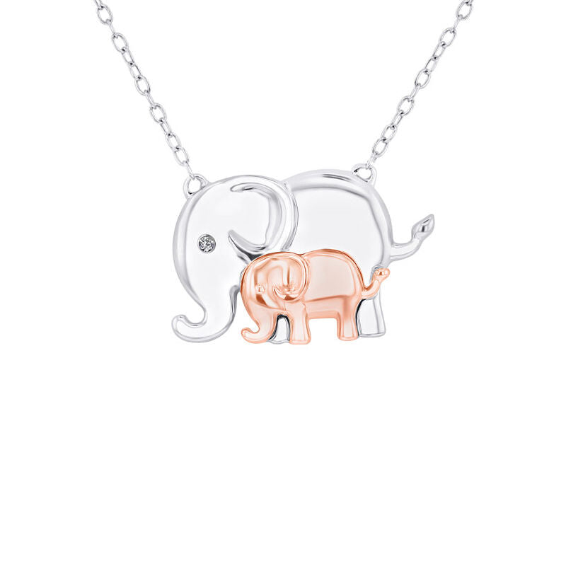 Mommy and Me Elephant Diamond Necklace