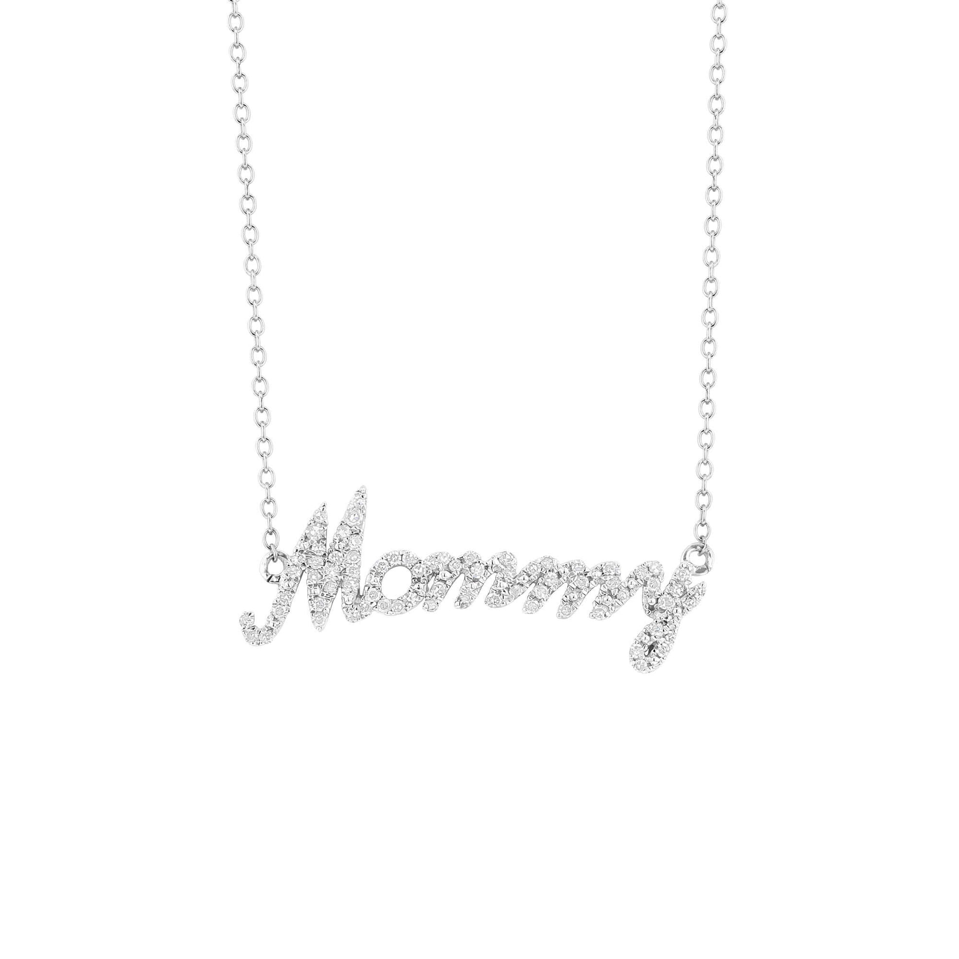 Silver Classic Mommy Diamond Necklace