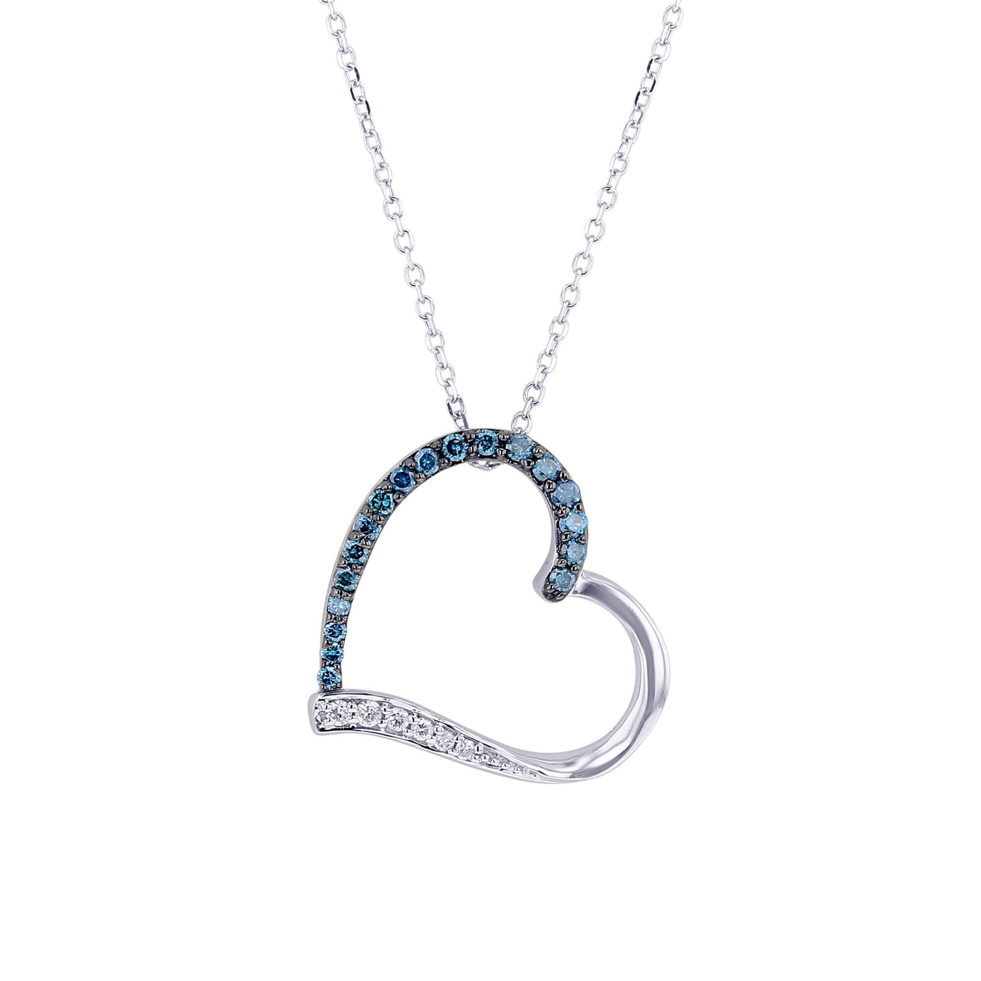 Caring Heart Sky Blue Diamond Necklace