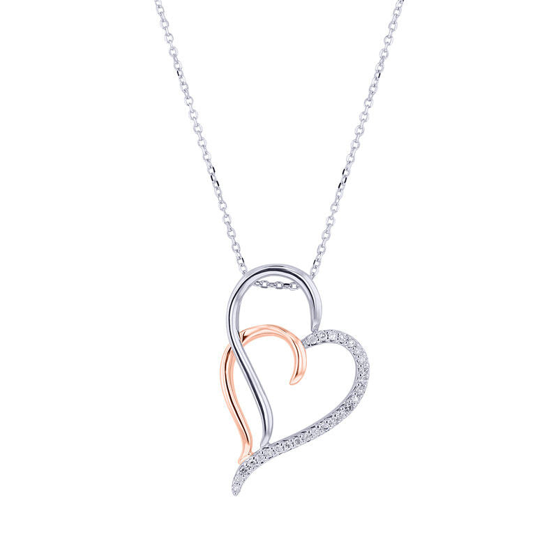 18K White Gold Double Hearts Diamond Necklace | Perlina Jewelers