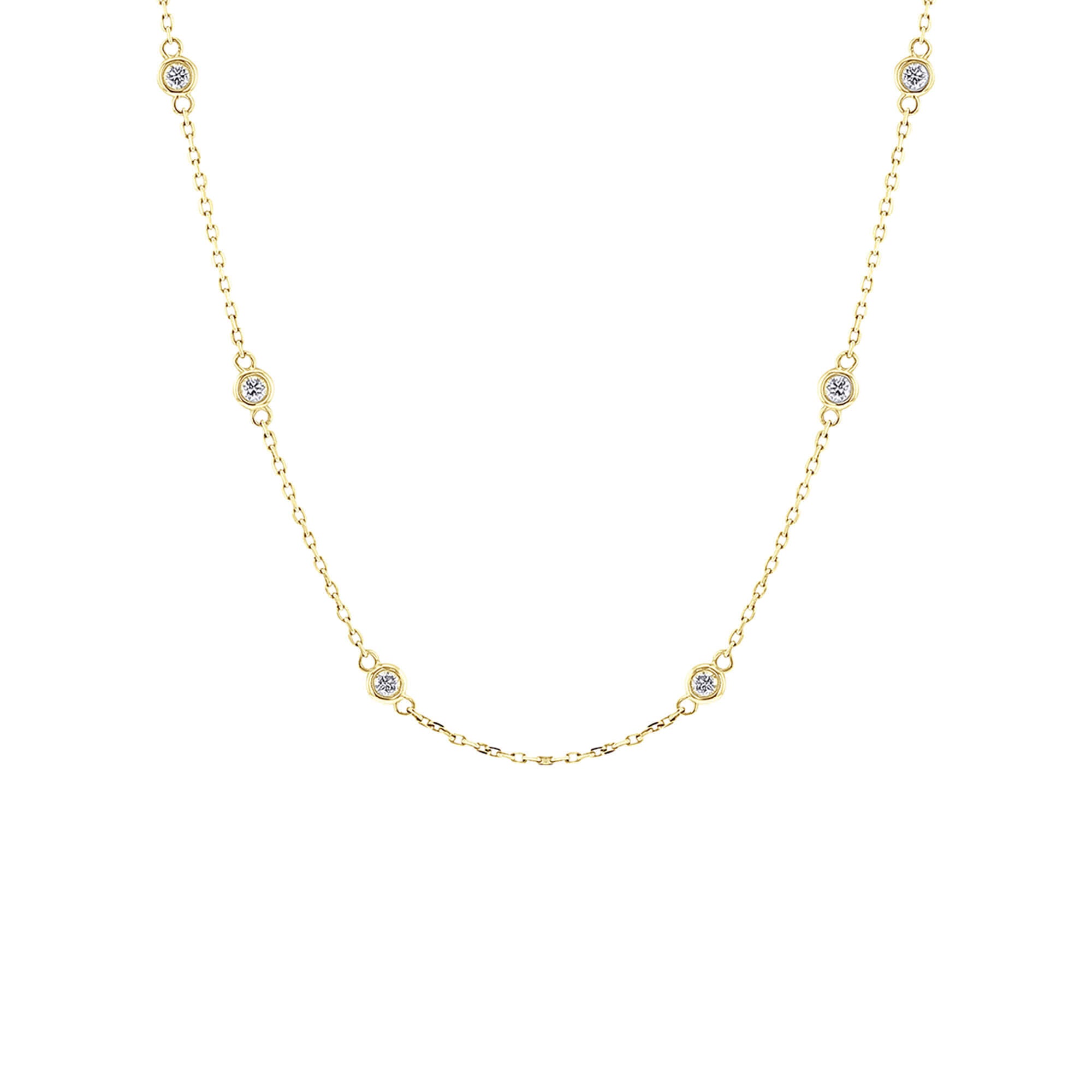 Classic Bezel Station Diamond Necklace 3/4ct Steven Singer Jewelers