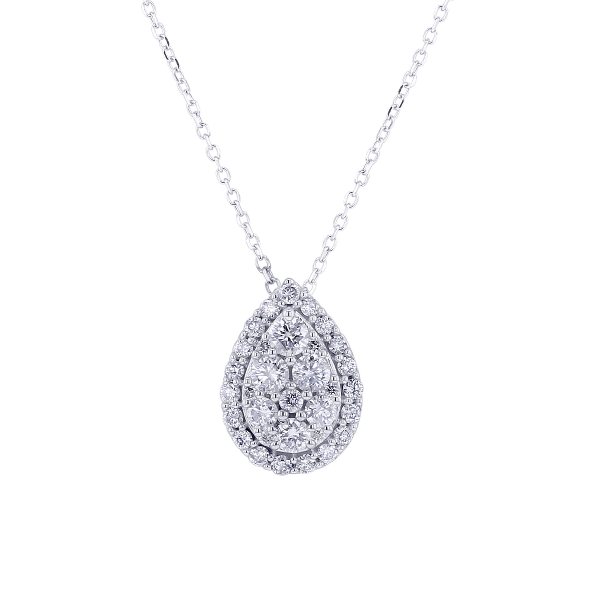 Pear Halo Cluster Diamond Necklace