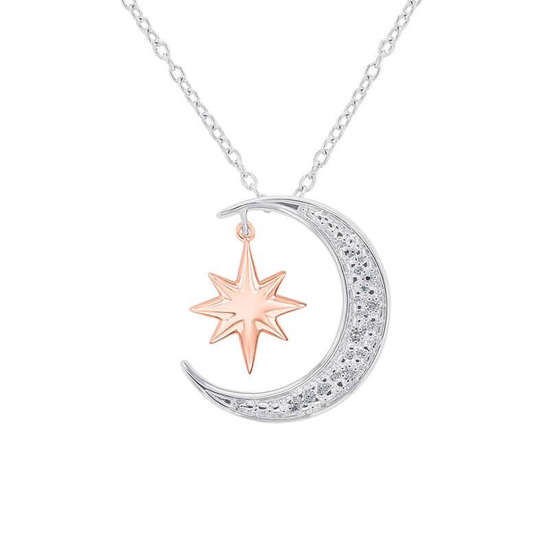Silver Shoot for the Moon Diamond Necklace